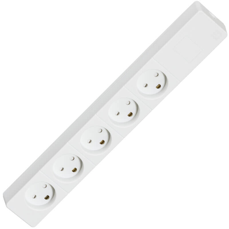 Stikdåse 5-vejs m. jord u. afb 080 hvid