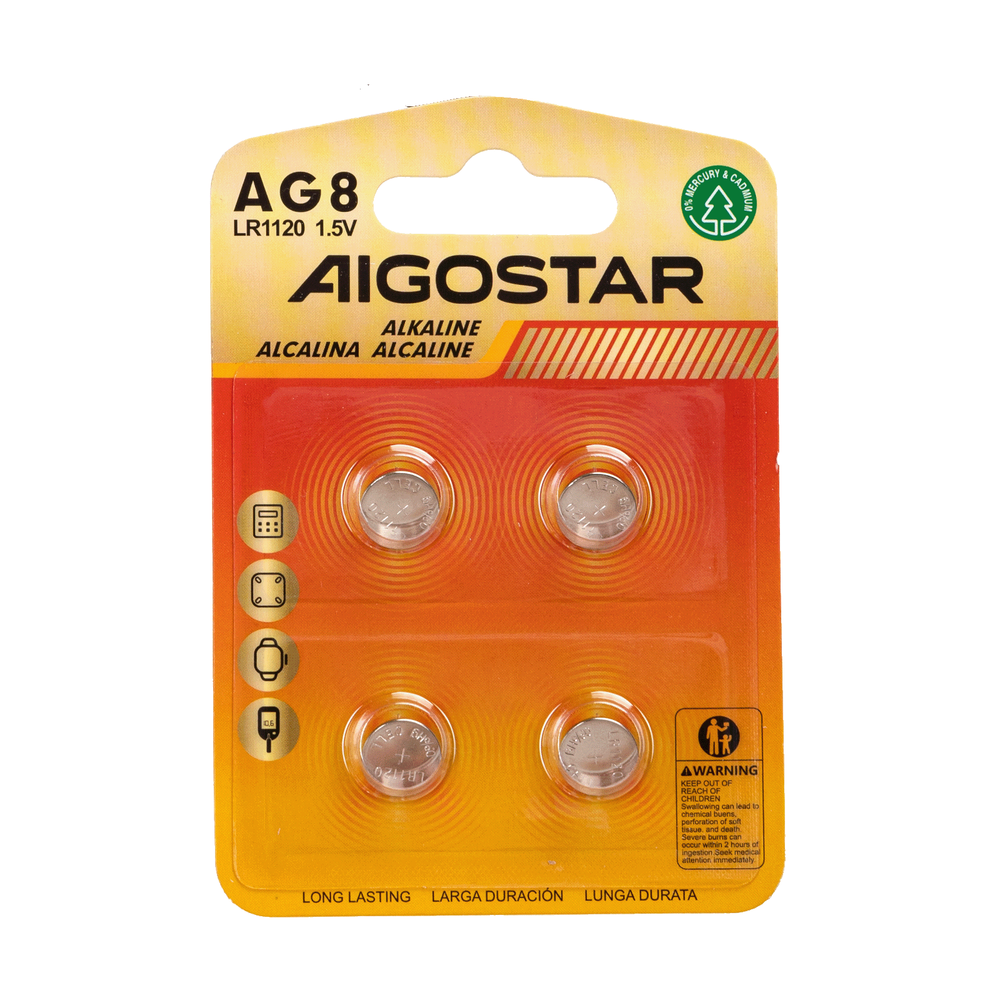AG8 LR1120 Knapbatterier - Pakke med 4 stk. (1,5V) inkl. 3 års producentgaranti