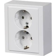 ABB UDVENDIG DOBBELT STIKKONTAKT HVID