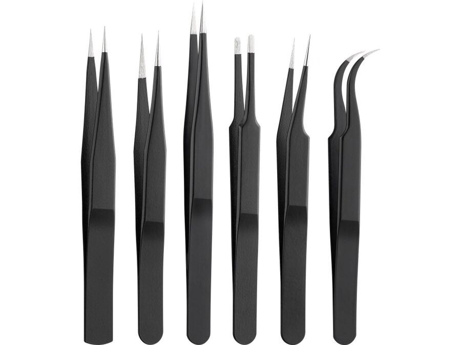 Pincetsæt, Rustfri stål, ESD (6 stk.)