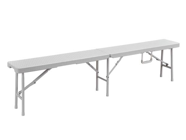 Sammenklappelig bænk - Rattan mønster, Hvid (180x25x43cm)