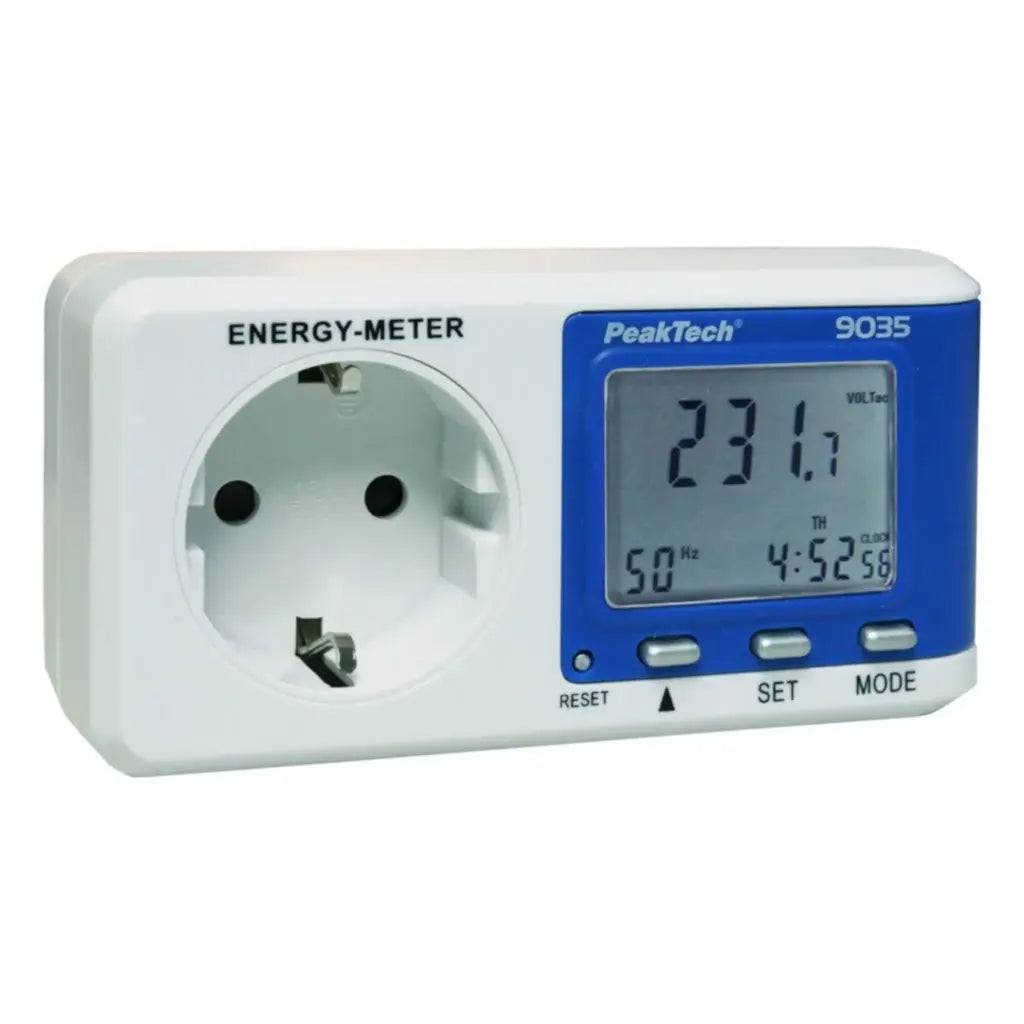 PeakTech Energimåler m. schuko jord til stikkontak 16A
