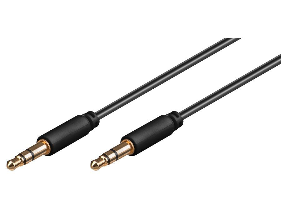 Audiokabel - 2 x 3,5mm stereo JACK han slim, Sort (1m)