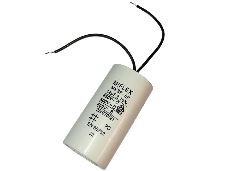 MOTOR kondensator - 14uF / 450V, Ledning
