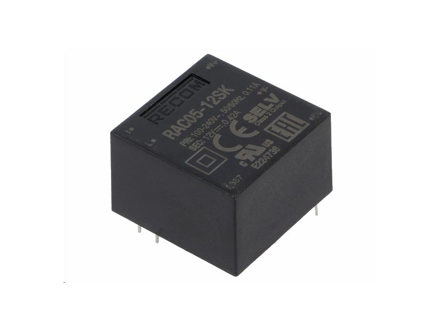 Printstrømforsyning - 12VDC / 416mA / 5W, indkapslet