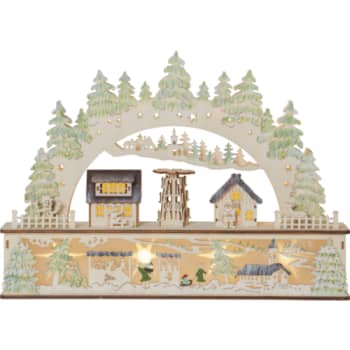 BAMBERG JULEBY I træ m/lys til batteri