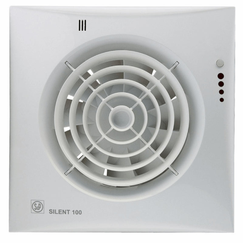 Ventilator Silent 100CHZ Visual m. kontraspjæld, kuglelejer, timer og hygrostat