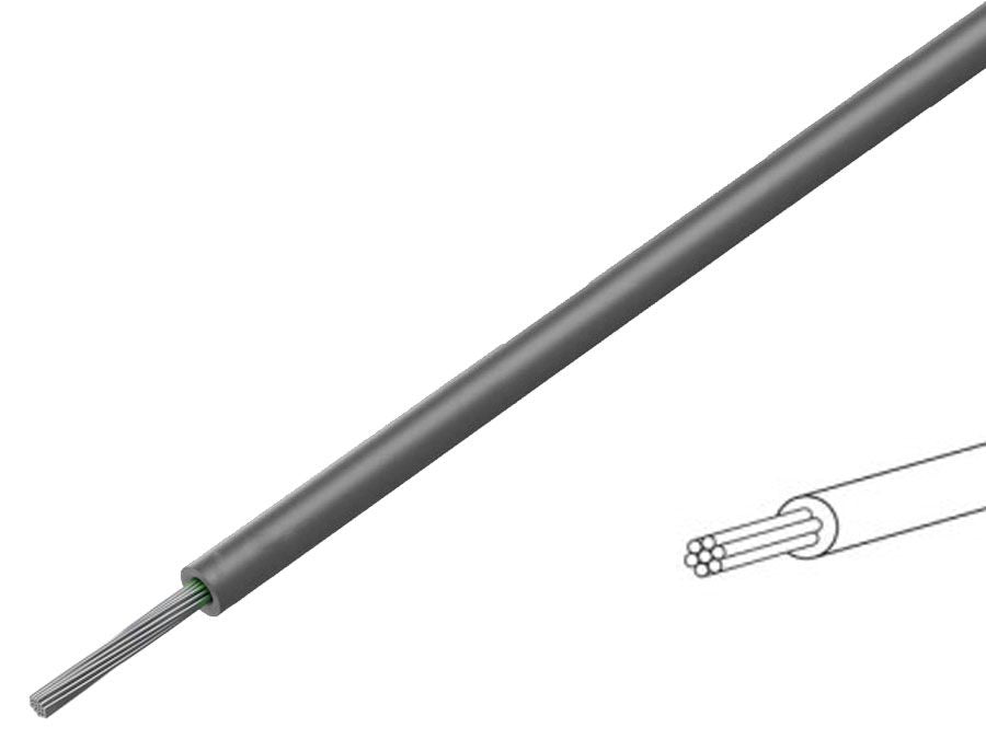 Monteringsledning - 0,2mm² trådet fortinnet CU, Grå (100m)