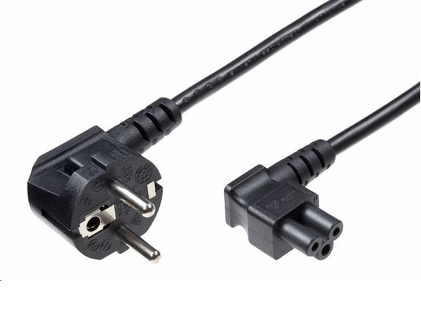 Strømkabel - CEE7/7 90° han > C5 90° hun, Sort (5m)