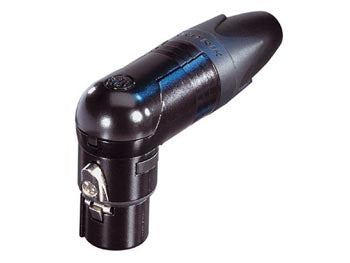 Neutrik - XLR 3pol hun kabelstik, 90°, Nikkel-Sølv, Sort