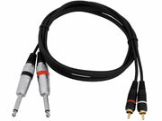 Audiokabel - 2 x 6,35mm mono JACK han > 2 x RCA han (3m)
