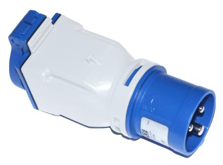 Adaptor CEE blå 16A/3P 230V til DK udtag IP44