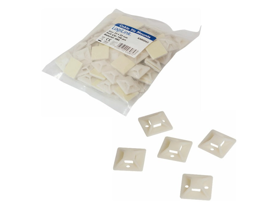 Selvklæbende kabelstrip-holder - 25x25mm (100 stk.)