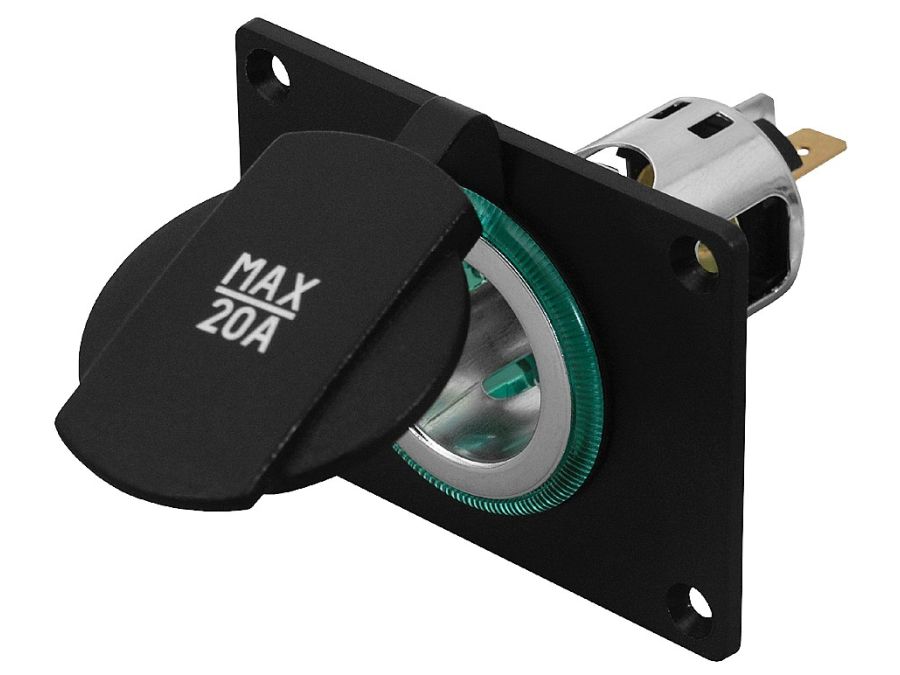 Cigarfatning - 12/24V, 20A (monteringsplade)