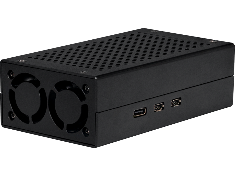 Alu. kabinet til Raspberry Pi 5 og M.2 HAT, Sort