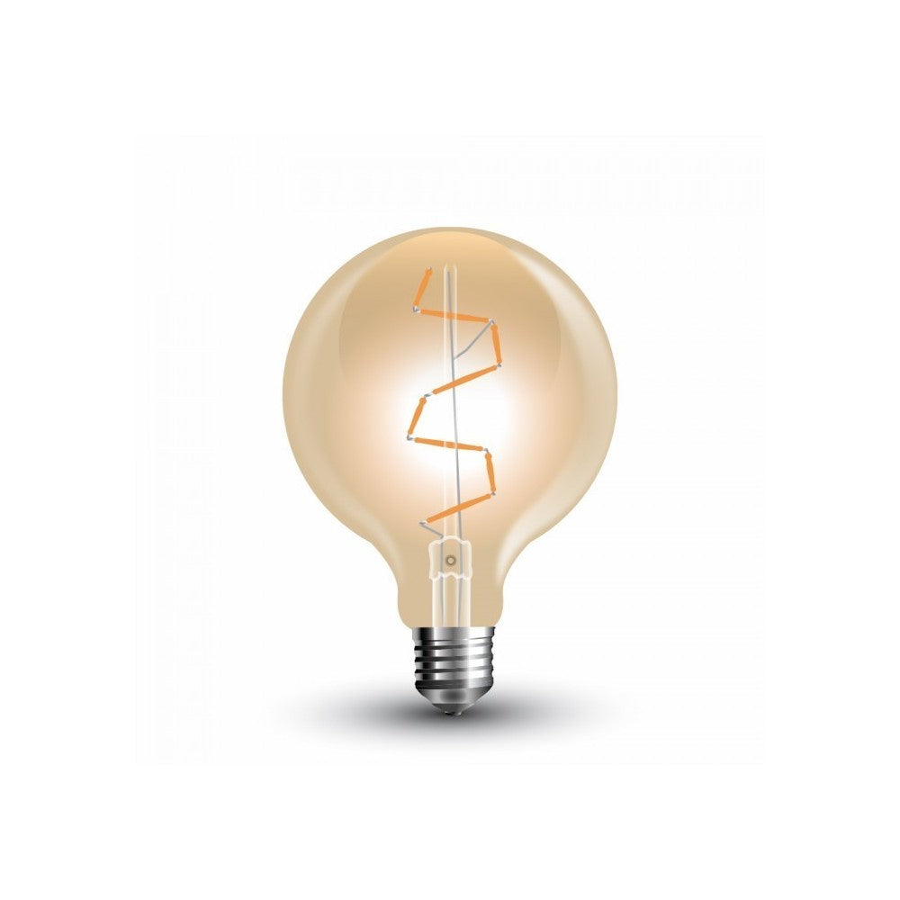 V-Tac 4W LED globepære - Kultråd, Ø9,5 cm, ekstra varm hvid, 2200K, E27 (Erstatter 35W)