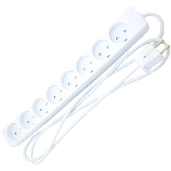 Stikdåse børnesikret 8-vejs 1,5m m/dummyhul