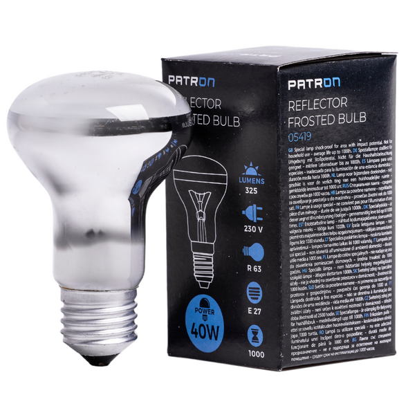 PATRON Glødepære E27 40W Bundforspejlet Mat