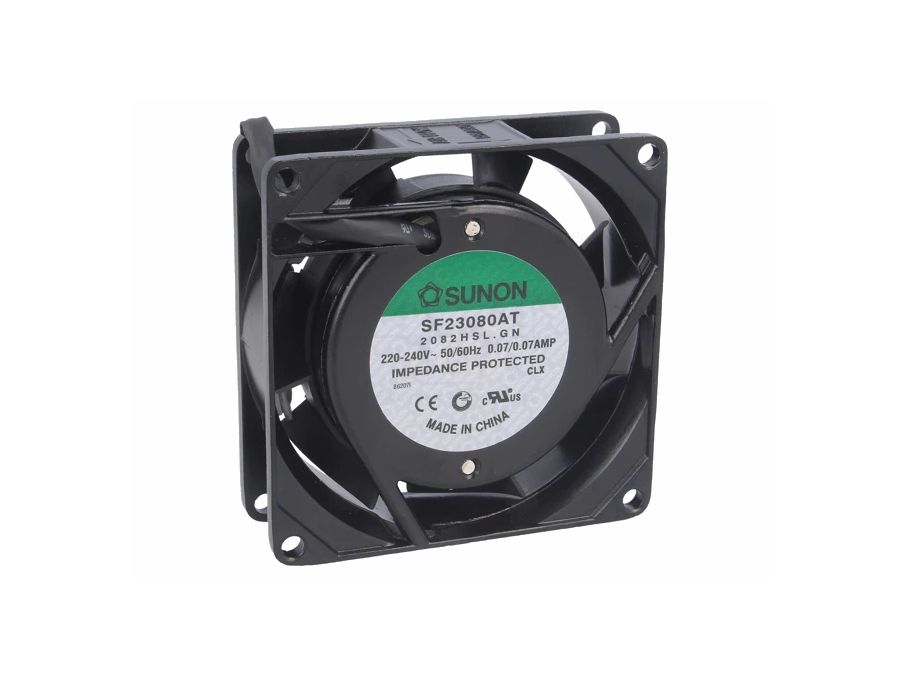 AC blæser - 80x80x25mm 230V m. glideleje, 2 ledn.