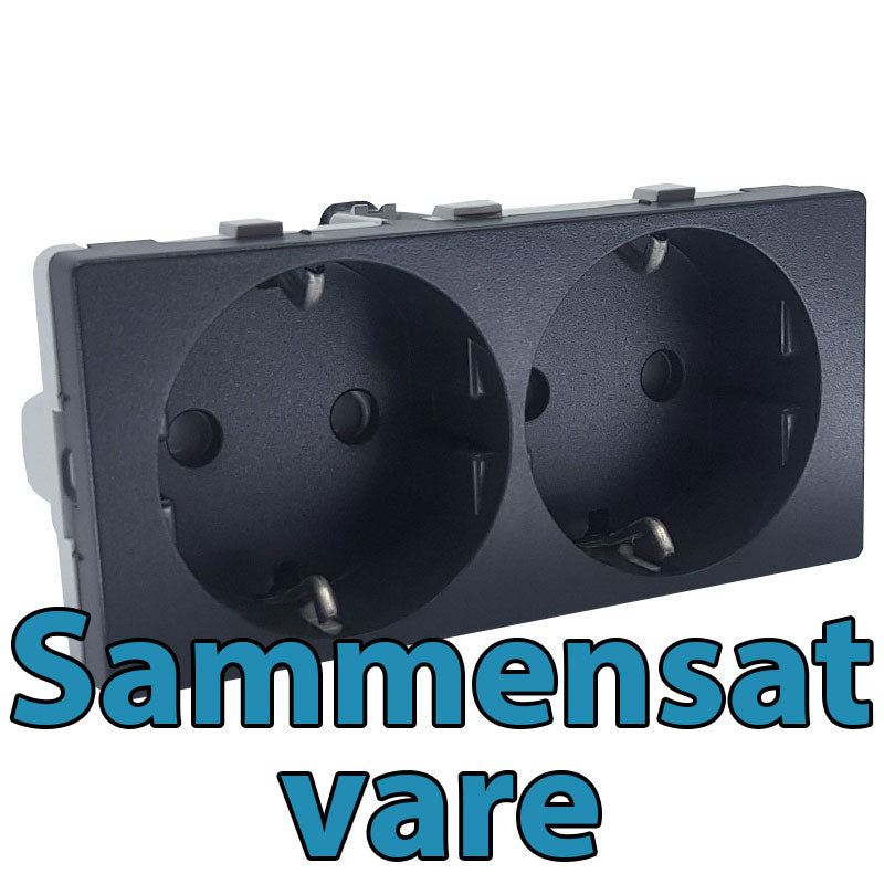 LK Fuga stikkontakt med sidejord 2m - koksgrå