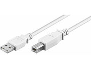 USB 2.0 kabel - A han til B han, Hvid (1m)