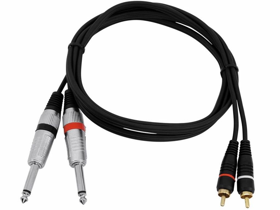 Audiokabel - 2 x 6,35mm mono JACK han > 2 x RCA han (3m)
