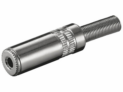 JACK forlænger - 3,5mm stereo hun, metalhus m. fjeder