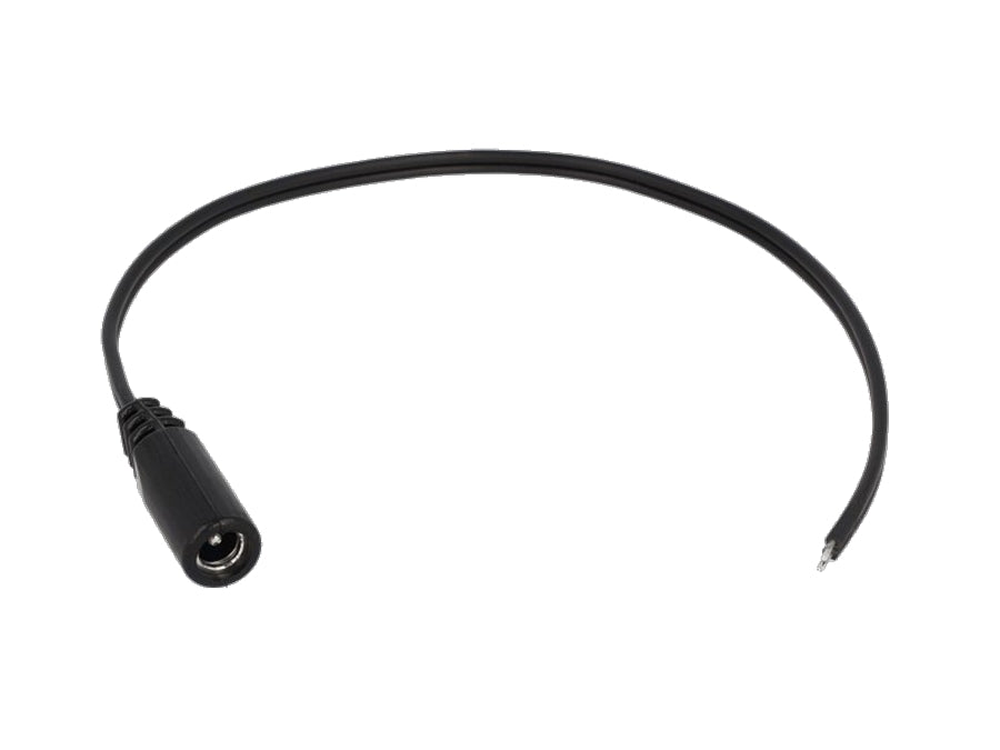 DC kabel - 5,5x2,1mm DC hun til løs ende, Sort (0,2m)