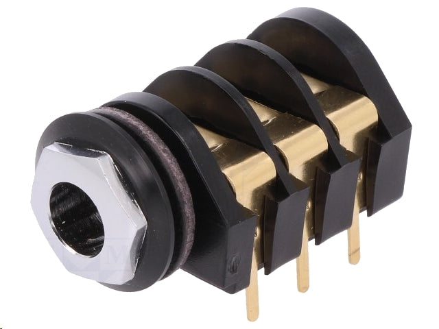 JACK fatning - 6,35mm stereo hun, Forgyldt, til kabinetmont.