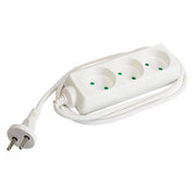 3-stikdåse u/jord hvid 1,5m 2x1mm2 230V 13A