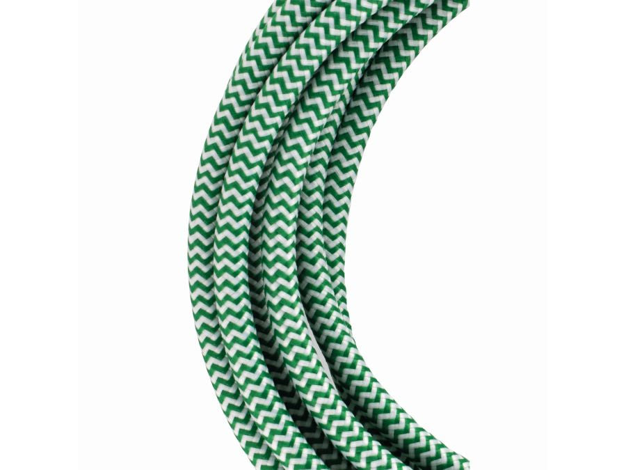 Stofledning - 2 x 0,75mm², GRØN/HVID (3m)