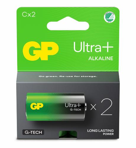 GP Ultra Plus Alkaline C/LR14 batteri 2-pak