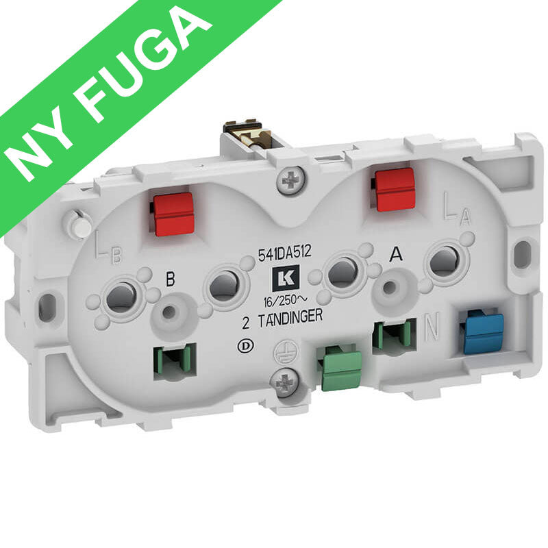 Fuga dob. stikk. 2 tændinger 2-pol m/jord og LED