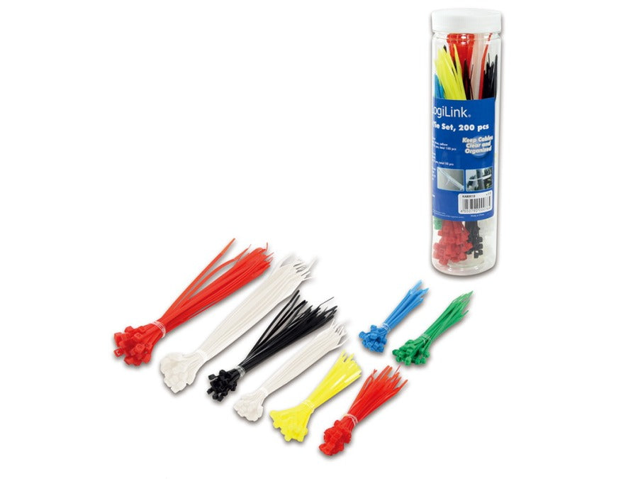 Kabelstrips sortiment - Flere farver (200 stk.)