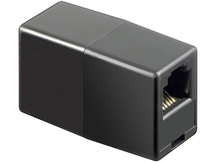 Telefon mellemled - 2 x RJ12 (6P6C) hun, Sort