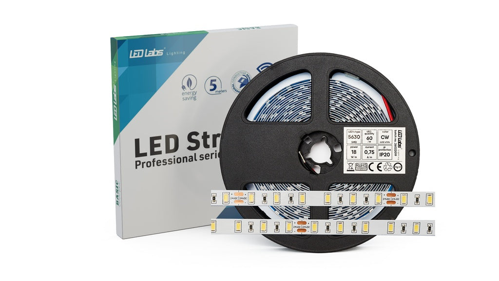 LED strip (IP20) - 12V 16W, 60 LED/m, 10mm Neutral Hvid (5m)