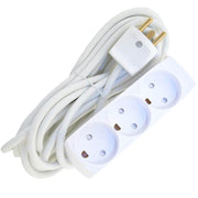 Stikdåse børnesikret 3-vejs 5m hvid m/jord