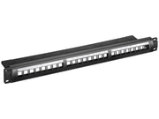 19" Patch panel - 1U, 24 x Keystone porte, Sort