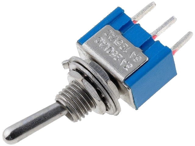 Vippekontakt - 1P ON-OFF-ON, printmont. (Ø6mm)