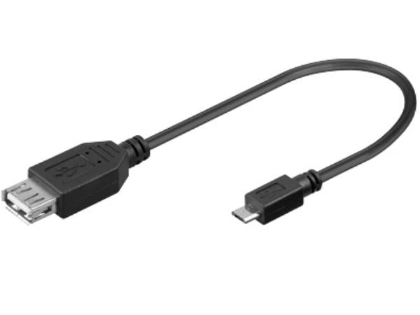 USB 2.0 kabel - A hun til micro B han (0,2m)