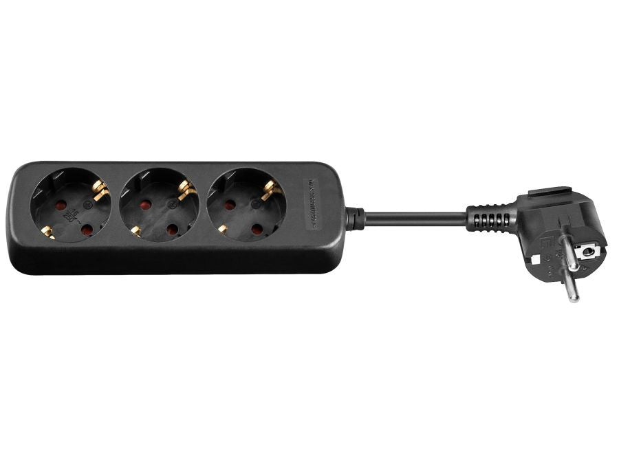 Stikdåse - 3 x CEE7/3, Sort (1,5m)