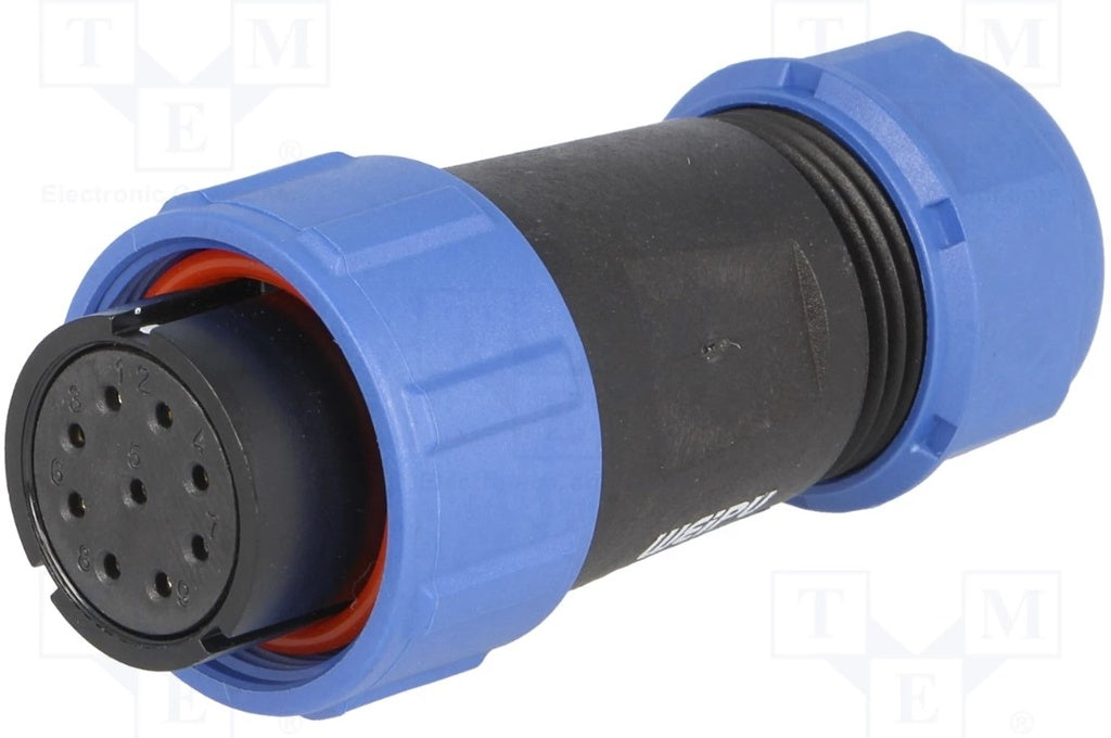 Rundstik, SP21 - 9pol hun, til Ø7-12mm kabel (IP68)