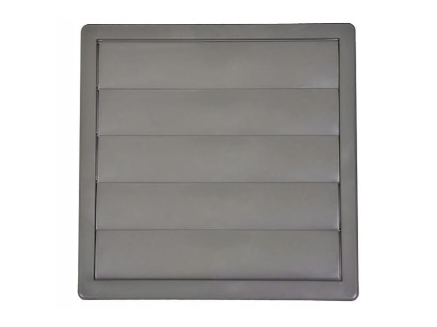 Ventilationsrist m. lukkespjæld - 170x170mm Ø125mm, Grå