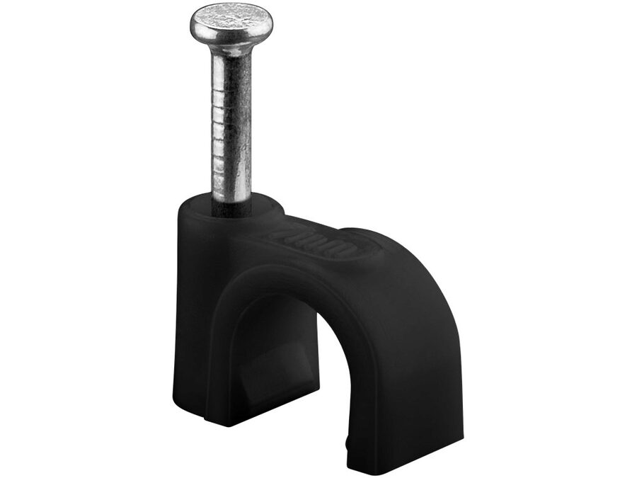 Kabelsøm-clips - Rund Ø5-7mm, Sort (100 stk. box)