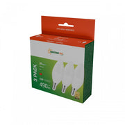 3-pak C37 LED pærer med E14 fatning, 6W, 230V, Varm Hvid lysfarve, Spectrum, 490lm, RA80