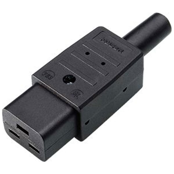 Apparatstik lige hun 16A/230V C19 - sort