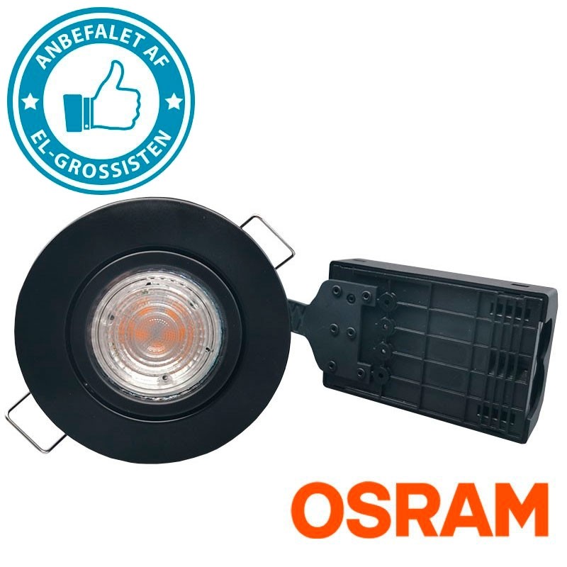 Pro Combi Install m. dæmpbar 4,5W Osram LED pære- super farvegengivelse - mat sort