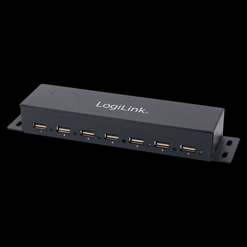 USB 2.0 HUB - 7 port inkl. Strømforsyning (3,5A) til montage