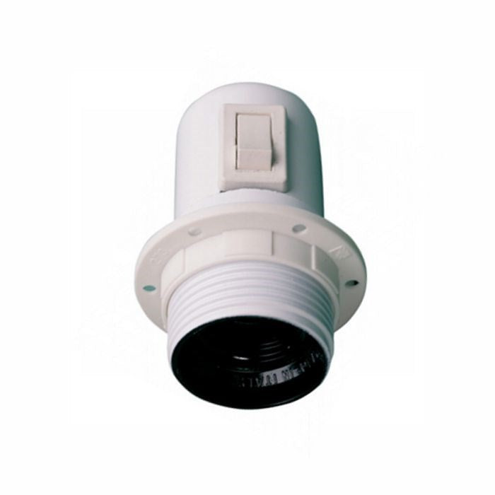 Kronefatning m/afbryder E27 inkl. ring hvid