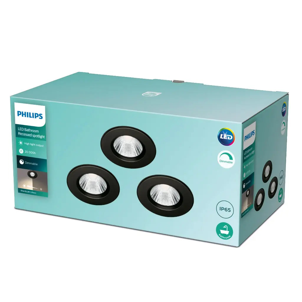 DIVE SL261 RD 070 5.5W 27K BL IP65R 3PK - Recessed spot